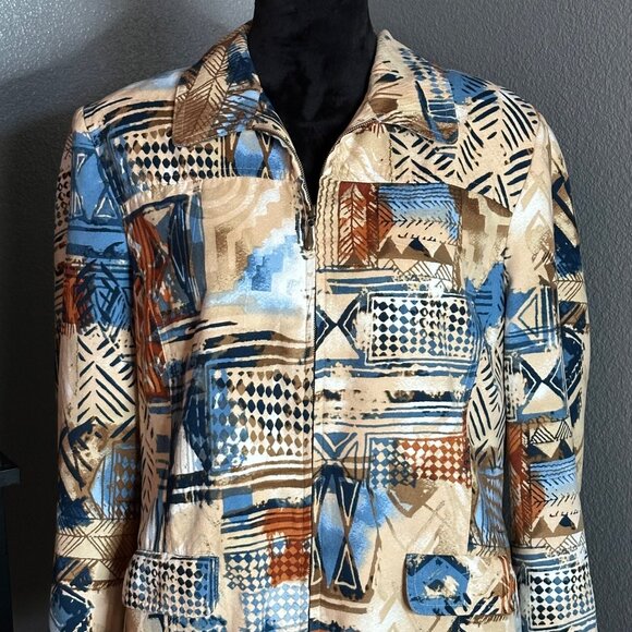 Alfred Dunner Jacket Women’s Size 14 Multicolor Abstract Print Zip Front Lined - Picture 2 of 9